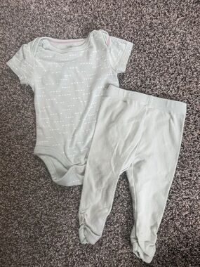 cloud island Mint Green Matching set Baby Girl Size 0-3 Months